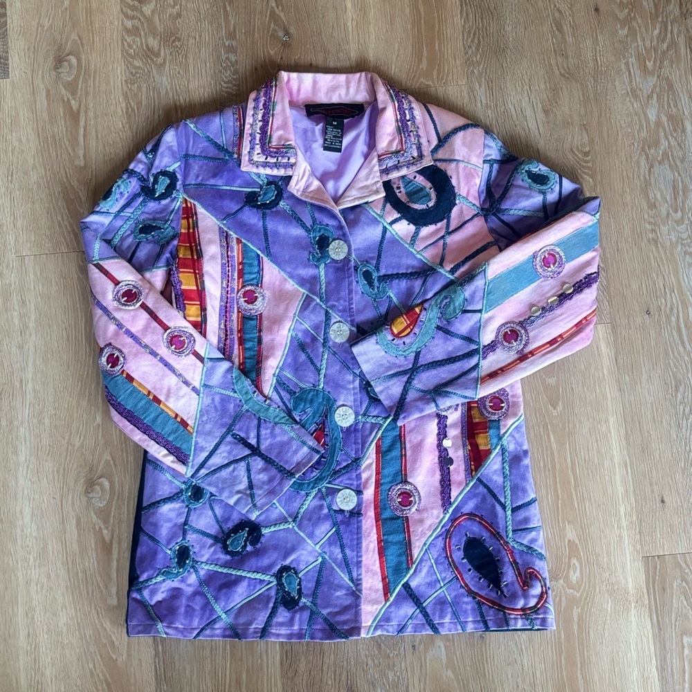 Groovy and psychedelic Women's lightweight patchwork Jacket perfect for Spring